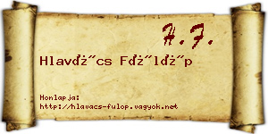 Hlavács Fülöp névjegykártya